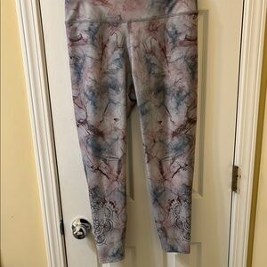 Flexure Blue and Purple Artistic Leggings, Size XL